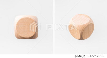 Abstract floating wooden dice on white background 47247689
