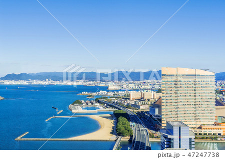 moden city skyline aerial view in Fukuoka Japan 47247738