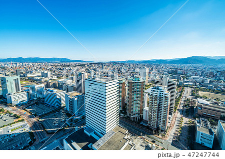 moden city skyline aerial view in Fukuoka Japan 47247744