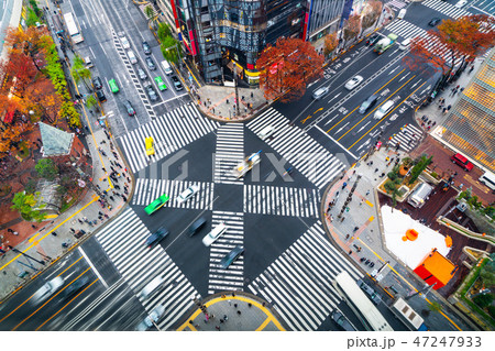 urban city aerial view in ginza, tokyo, Japan 47247933