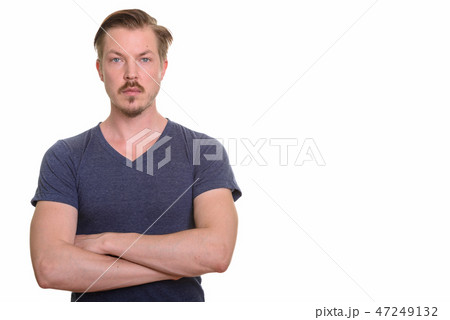 Portrait Of Man Isolated Against White Background Portrait Of Man Isolated Against White Background 47249132