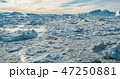 Arctic nature landscape with icebergs in Greenland icefjord - aerial drone image 47250881