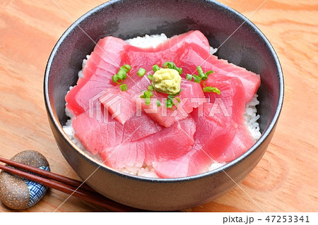 生の国産本まぐろ 本マグロ 本鮪 の 本マグロ丼 本鮪丼 本まぐろ丼 の写真素材