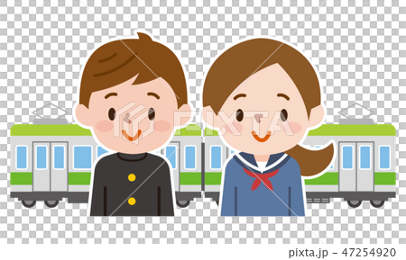 電車通学 男女のイラスト素材