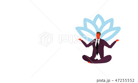 businessman meditating sitting lotus position business man in yoga pose male cartoon character full 47255552