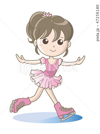 フィギュアスケート 女の子 ピンクのイラスト素材