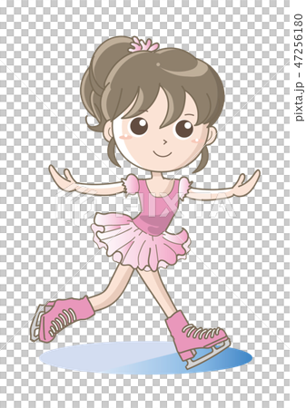 フィギュアスケート 女の子 ピンクのイラスト素材