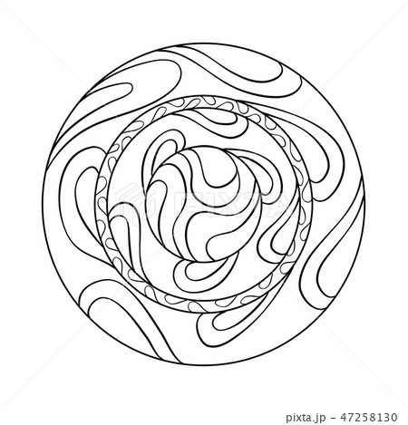 Asymmetrical mandala design with drops in a circle geometric shape. 47258130