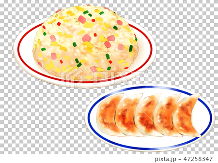 炒飯餃子のイラスト素材
