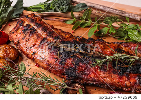 リブステーキBBQ (ベイビーバックリブ)　Back Ribs barbecue 47259009