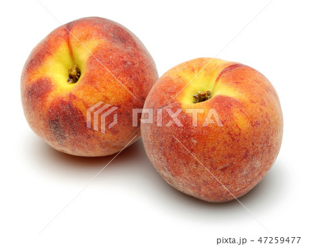 Whole peaches on white background 47259477