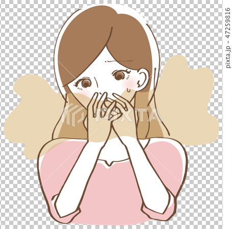 口臭くさい　女性　イラスト 47259816
