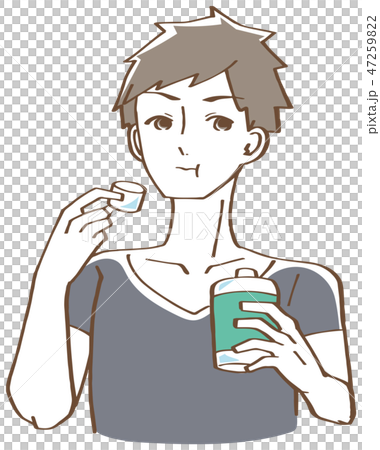 Men mouth-washing with mouthwash illustrations Men mouth-washing with mouthwash illustrations 47259822