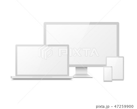 White device mockup. Tablet laptop smartphone screen computer pc display. 3d electronic touchscreen 47259900