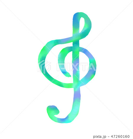 緑色と青色のト音記号のイラスト素材