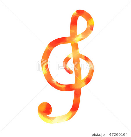 温かなオレンジ色と黄色のト音記号 47260164