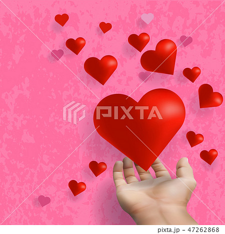 Hand stretch out and giving red heart. 47262868