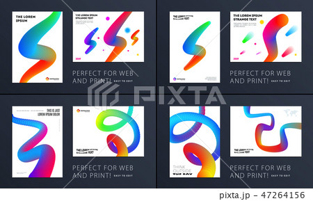 Set. Abstract design brochure cover, creative flyer in A4 with colourful geometric shapes for Set. Abstract design brochure cover, creative flyer in A4 with colourful geometric shapes for 47264156