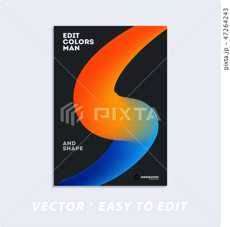 Brochure with black abstract design cover, party flyer in A4 with colourful geometric shapes for 47264243