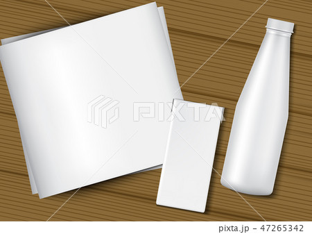 3D Mock up Realistic Milk Bottle, Carton Box 3D Mock up Realistic Milk Bottle, Carton Box 47265342