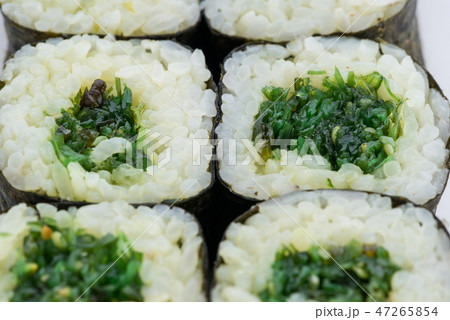 Japanese food restaurant, sushi maki gunkan roll plate or platter set. Sushi set and composition Japanese food restaurant, sushi maki gunkan roll plate or platter set. Sushi set and composition 47265854