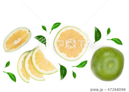 Citrus Sweetie or Pomelit, oroblanco with leaf isolated on white background with copy space for your 47268096