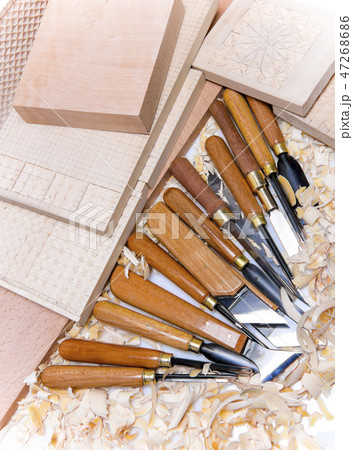 set of sharp chisels for woodcarving 47268686