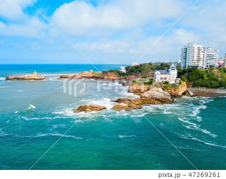 Biarritz aerial panoramic view, France 47269261