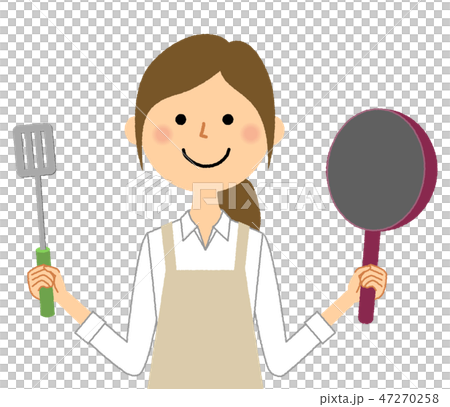 エプロンの女性　料理 47270258