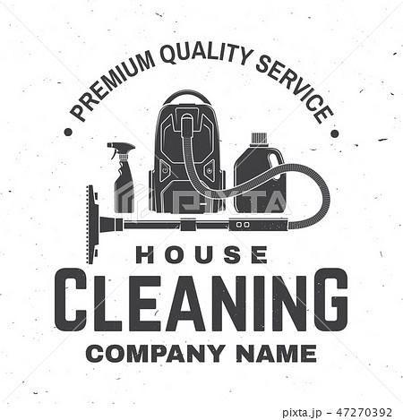 Cleaning company badge, emblem. Vector illustration. Concept for shirt, stamp or tee. Vintage 47270392