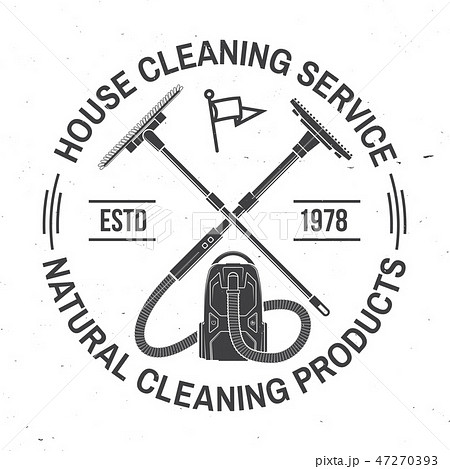 Cleaning company badge, emblem. Vector illustration. Concept for shirt, stamp or tee. Vintage 47270393