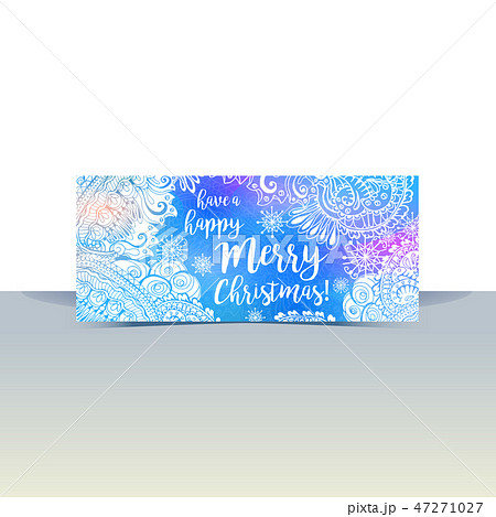 Blue and white winter typography horizontal flyer or header, banner with Have a Happy Merry 47271027