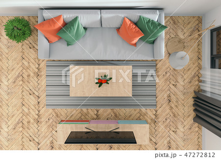 top view of interior modern living room top view of interior modern living room 47272812