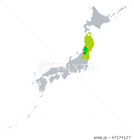 山形県地図のイラスト素材