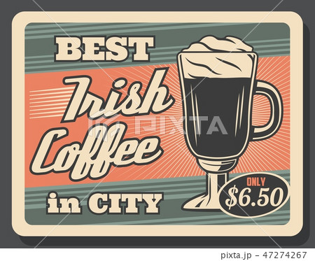 Irish coffee, vector retro glass cup and foam Irish coffee, vector retro glass cup and foam 47274267