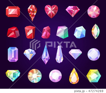 Gemstones, jewel and precious stone icons 47274269
