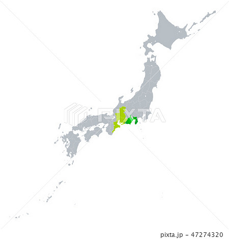 静岡県地図のイラスト素材