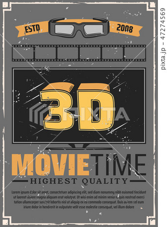 3D effect TV, glasses and cinema film 47274569