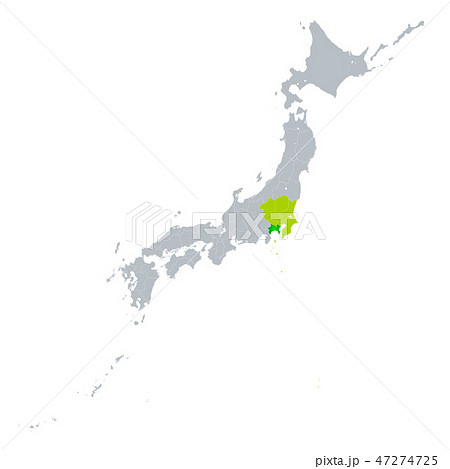 神奈川県地図のイラスト素材