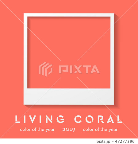 Polaroid frame with trendy color 2019 living coral 47277396