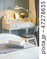 Books on bed with working table in background 47278635