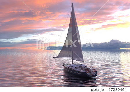 Sailing on sea and sunset 3d illustration Sailing on sea and sunset 3d illustration 47280464