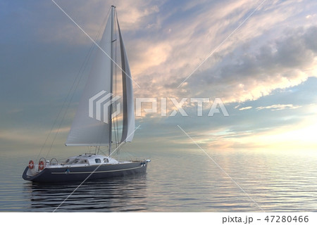 Sailing on sea and sunset 3d illustration Sailing on sea and sunset 3d illustration 47280466