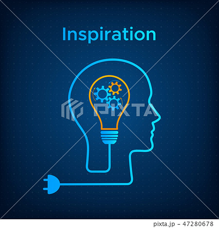 Head silhouette lightbulb creative idea concept Head silhouette lightbulb creative idea concept 47280678
