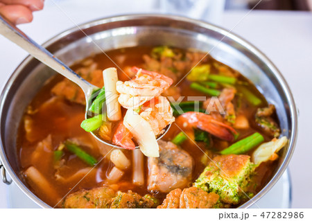 Soup with Shrimp(kang-som-cha-om-koong),Thai food 47282986