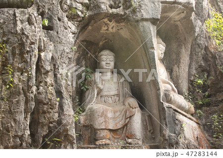 Ancient stone statue of Buddha, Xian, China 47283144