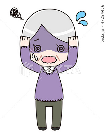 混乱するシニア女性 全身 のイラスト素材