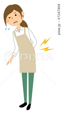 エプロンの女性　腰痛 47287868