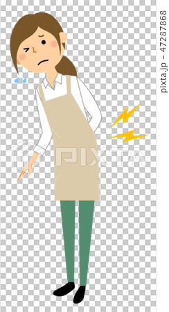 エプロンの女性　腰痛 47287868