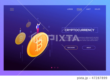 Cryptocurrency concept - modern isometric vector web banner 47287899